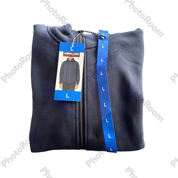 Men's Full Zip Hoodie Jacket, Kirkland signature, L, Blue, NWT - Picture 10 of 12